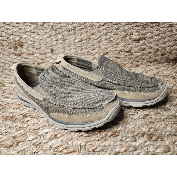 Skechers Mens Milford Fabric Leather Brown Slip On Shoes Casual Size 8.5 - Picture 4 of 11